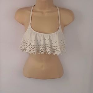 PINK Bra white lacy and ruffles Size XS